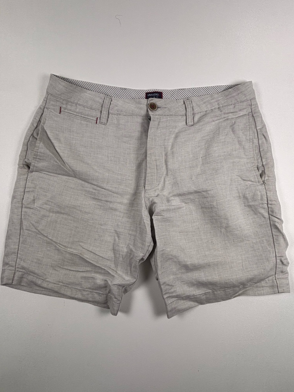UNTUCKit Light Gray Linen-Blend Men’s Shorts